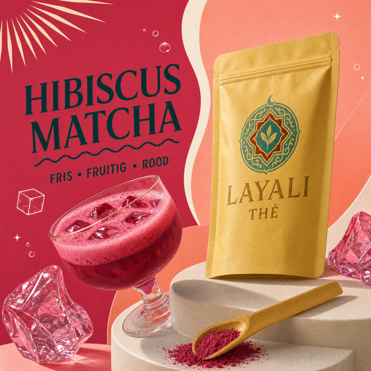 Layali Thé Hibiscus Matcha – fris, fruitig, rood
